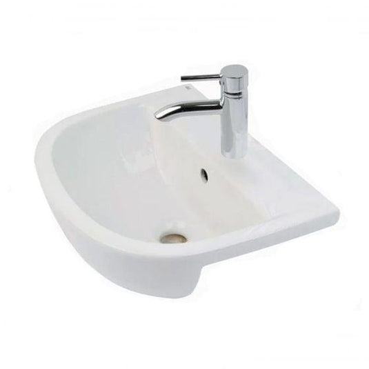 RAK Ceramics Compact 55cm Semi Recessed Basin - 1 Tap Hole - Alpine White - CO0901AWHA - Envy Bathrooms Ltd