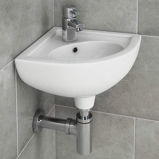 RAK Ceramics Compact Corner Basin - 1 Tap Hole - Alpine White - CO2601AWHA - Envy Bathrooms Ltd