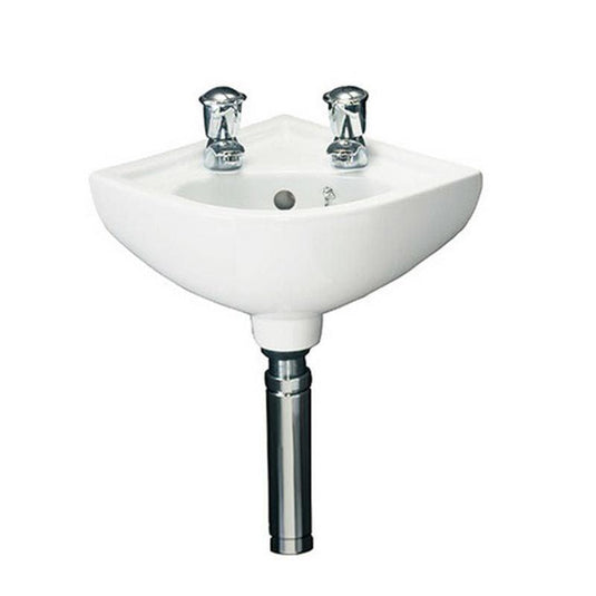 RAK Ceramics Compact Corner Basin - 2 Tap Holes - Alpine White - CO2701AWHA - Envy Bathrooms Ltd