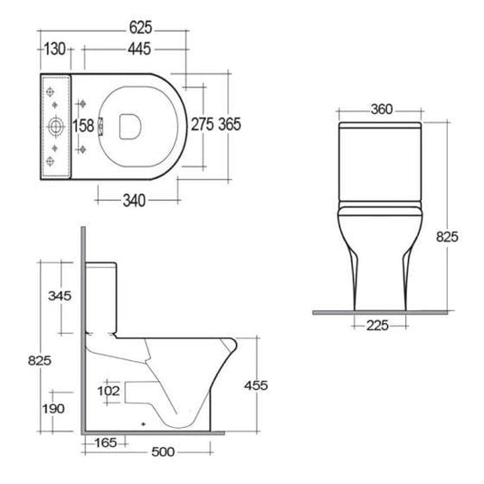 RAK Ceramics Compact Deluxe Close Coupled Full Access Open Back Toilet Pan - Alpine White - CO19AWHA - Envy Bathrooms Ltd