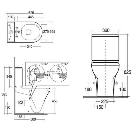 RAK Ceramics Compact Rimless Close Coupled Toilet Pan - White - CO26AWHA - Envy Bathrooms Ltd