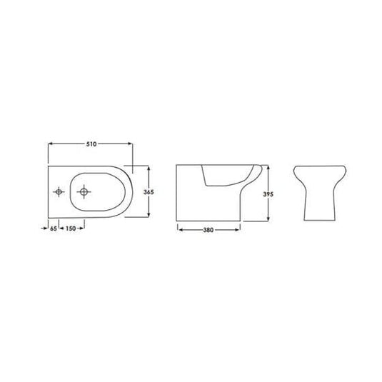 RAK Ceramics Compact Special Needs Back To Wall Bidet Without Overflow - SP14AWHA - Envy Bathrooms Ltd