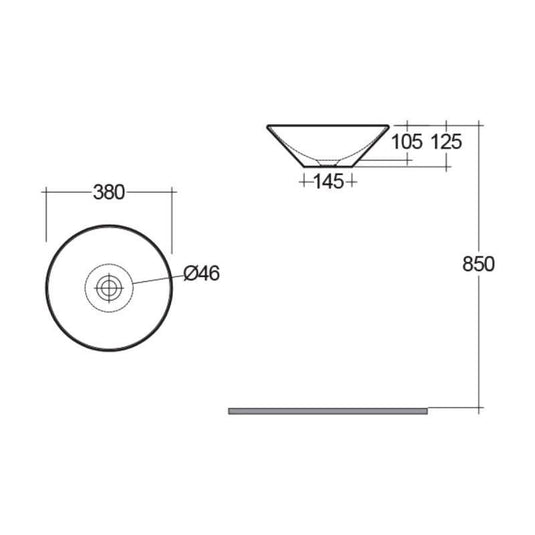 RAK Ceramics Cone 38cm Countertop Wash Basin - CONBAS - Envy Bathrooms Ltd