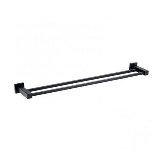 RAK Ceramics Cubis Double Towel Bar 600mm Wide - Black - RAKCUB9912B - Envy Bathrooms Ltd