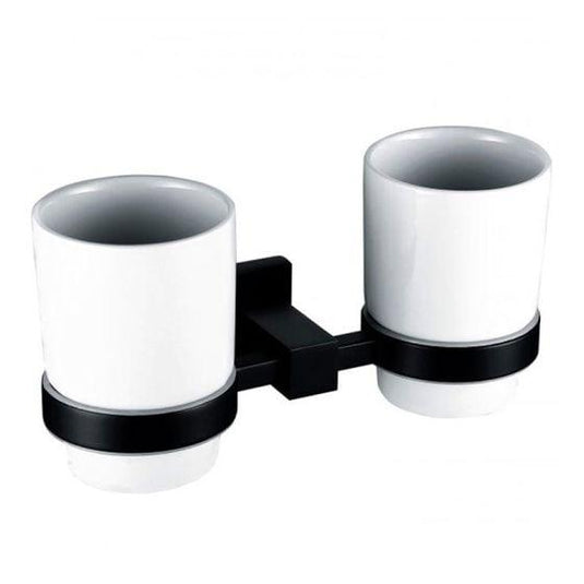 RAK Ceramics Cubis Double Tumbler & Holder Wall Mounted - Black - RAKCUB9904B - Envy Bathrooms Ltd