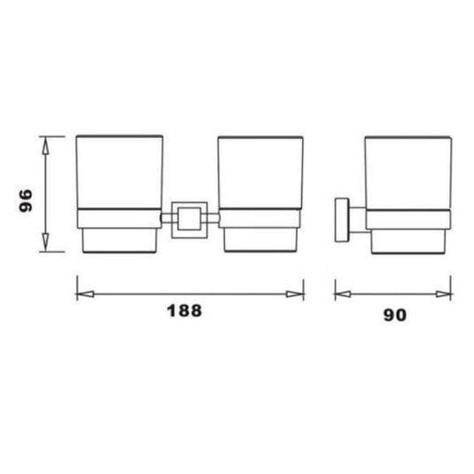 RAK Ceramics Cubis Double Tumbler & Holder Wall Mounted - Black - RAKCUB9904B - Envy Bathrooms Ltd