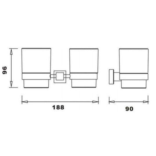 RAK Ceramics Cubis Double Tumbler & Holder Wall Mounted - Chrome - RAKCUB9904 - Envy Bathrooms Ltd