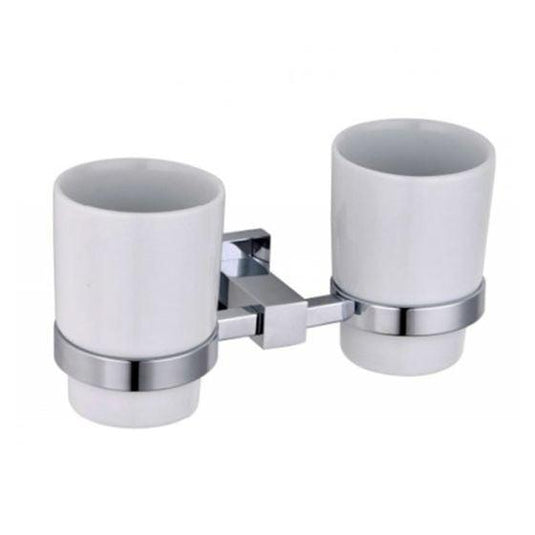 RAK Ceramics Cubis Double Tumbler & Holder Wall Mounted - Chrome - RAKCUB9904 - Envy Bathrooms Ltd