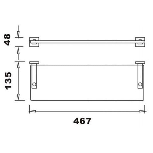 RAK Ceramics Cubis Glass Shelf Wide - Black - RAKCUB9913B - Envy Bathrooms Ltd