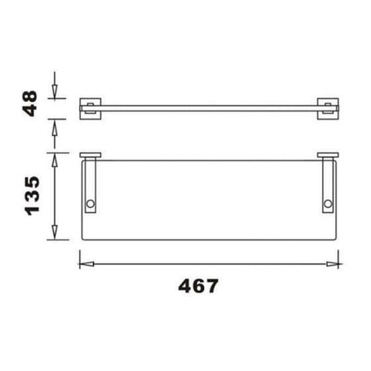 RAK Ceramics Cubis Glass Shelf Wide - Chrome - RAKCUB9913 - Envy Bathrooms Ltd