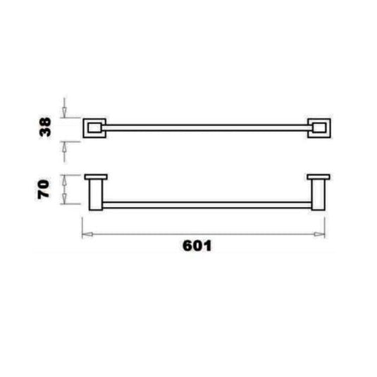 RAK Ceramics Cubis Single Towel Bar 600mm Wide - Black - RAKCUB9910B - Envy Bathrooms Ltd
