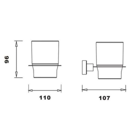 RAK Ceramics Cubis Single Tumbler & Holder Wall Mounted - Black - RAKCUB9903B - Envy Bathrooms Ltd