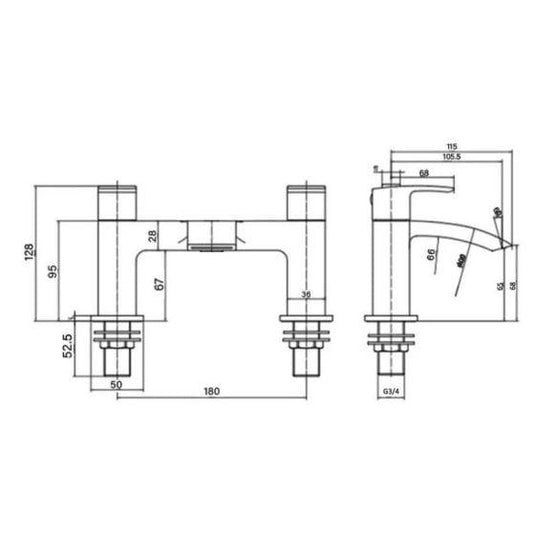 RAK Ceramics Curve Bath Filler - 2 TH - Chrome - RAKCRV3004 - Envy Bathrooms Ltd
