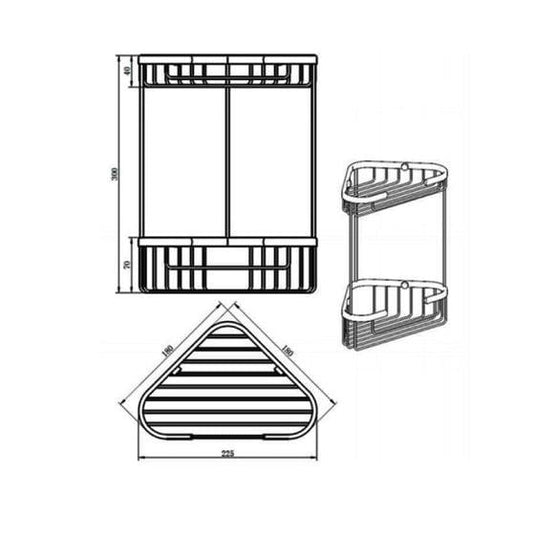 RAK Ceramics Double Corner Basket Wall Mounted - Chrome - RAKBSK001 - Envy Bathrooms Ltd