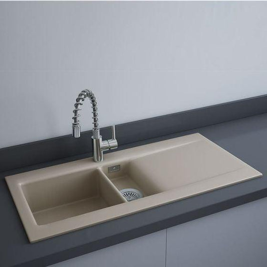 RAK Ceramics Dream 1 Slim 1.5 Bowl Kitchen Sink - Matt Cappuccino - OC200NTSL514A - Envy Bathrooms Ltd