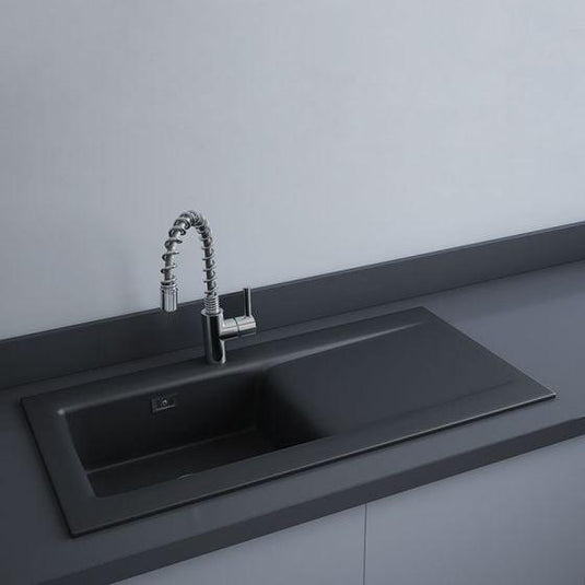 RAK Ceramics Dream 2 Slim Single Bowl Kitchen Sink - Matt Black - OC201NTSL504A - Envy Bathrooms Ltd