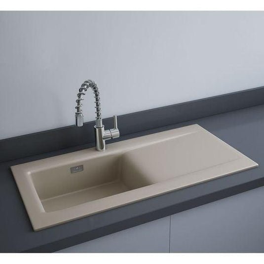 RAK Ceramics Dream 2 Slim Single Bowl Kitchen Sink - Matt Cappuccino - OC201NTSL514A - Envy Bathrooms Ltd