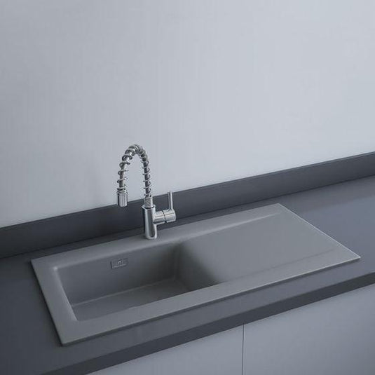 RAK Ceramics Dream 2 Slim Single Bowl Kitchen Sink - Matt Grey - OC201NTSL503A - Envy Bathrooms Ltd