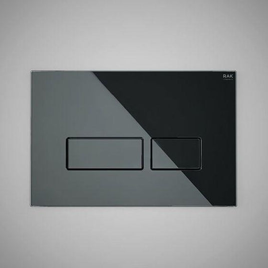 RAK Ceramics Ecofix Dual Flush Plate with Rectangular Push Plates Black Glass - FSRAKPPL012 - Envy Bathrooms Ltd