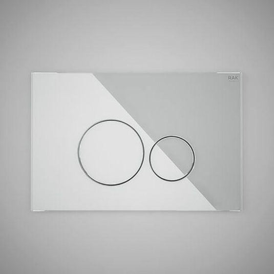 RAK Ceramics Ecofix Dual Flush Plate with Round Push Plates White Glass - FSRAKPPL009 - Envy Bathrooms Ltd