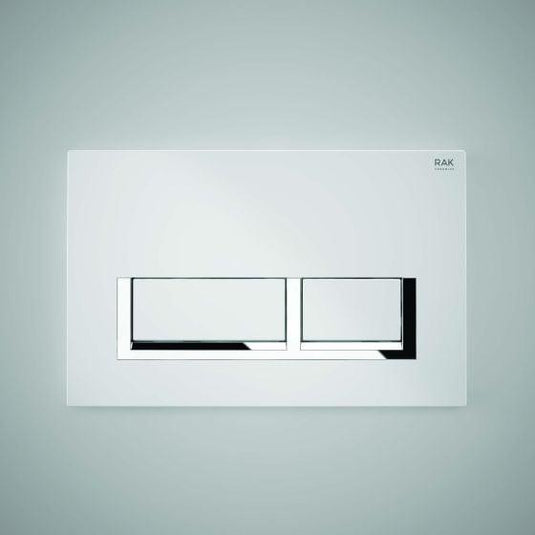 RAK Ceramics Ecofix Flush Plate With Polished Chrome Surrounding Rectangular Push Plates - White - FS04RAKWHRE8C - Envy Bathrooms Ltd