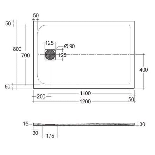 RAK Ceramics Feeling 1200 x 800mm Stone Effect Shower Tray with Anti-Slip - Black - RFST080120S504 - Envy Bathrooms Ltd