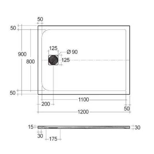 RAK Ceramics Feeling 1200 x 900mm Stone Effect Shower Tray with Anti-Slip - Grey - RFST090120S503 - Envy Bathrooms Ltd