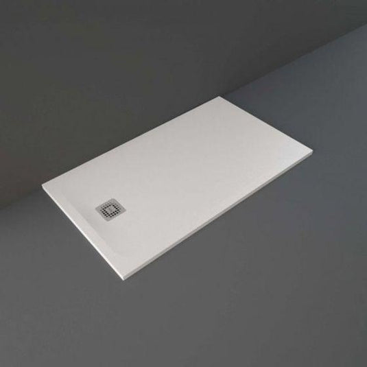 RAK Ceramics Feeling 1400 x 800mm Stone Effect Shower Tray with Anti-Slip - White - RFST080140S500 - Envy Bathrooms Ltd