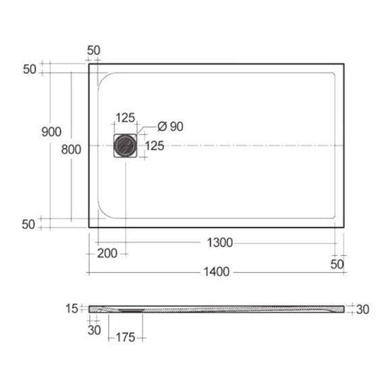 RAK Ceramics Feeling 1400 x 900mm Stone Effect Shower Tray with Anti-Slip - Cappuccino - RFST090140S514 - Envy Bathrooms Ltd