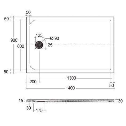RAK Ceramics Feeling 1400 x 900mm Stone Effect Shower Tray with Anti-Slip - White - RFST090140S500 - Envy Bathrooms Ltd