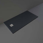 RAK Ceramics Feeling 1600 x 800mm Stone Effect Shower Tray with Anti-Slip - Black - RFST080160S504 - Envy Bathrooms Ltd