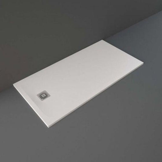 RAK Ceramics Feeling 1600 x 800mm Stone Effect Shower Tray with Anti-Slip - White - RFST080160S500 - Envy Bathrooms Ltd