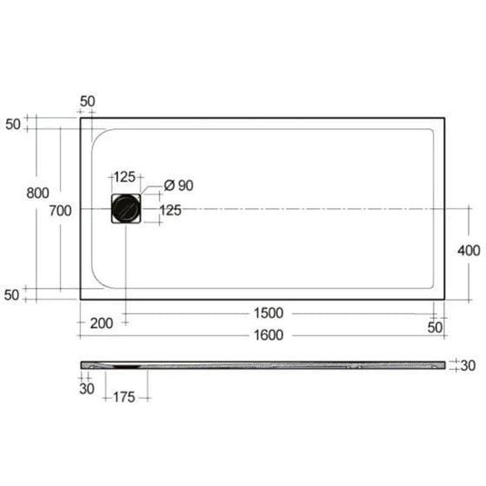 RAK Ceramics Feeling 1600 x 800mm Stone Effect Shower Tray with Anti-Slip - White - RFST080160S500 - Envy Bathrooms Ltd