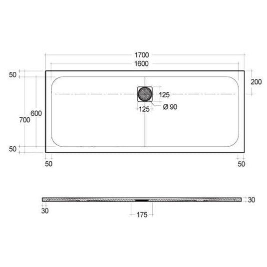 RAK Ceramics Feeling 1700 x 700mm Bath Replacement Shower Tray RAK Ceramics Solid - Black - RFBR070170S504 - Envy Bathrooms Ltd