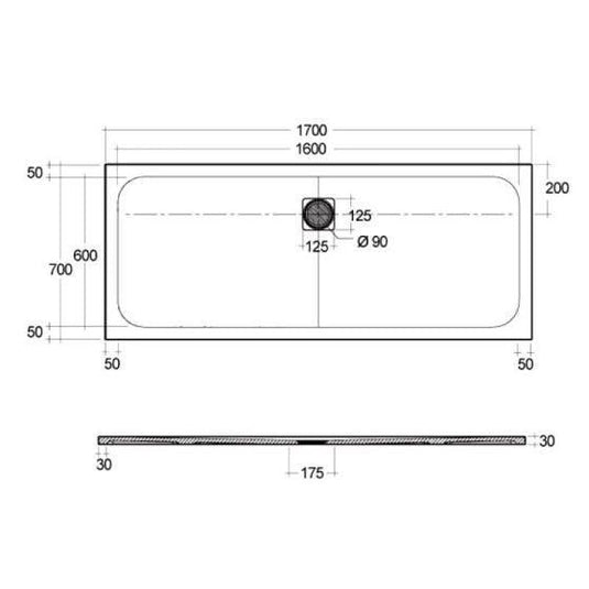 RAK Ceramics Feeling 1700 x 700mm Bath Replacement Shower Tray RAK Ceramics Solid - Grey - RFBR070170S503 - Envy Bathrooms Ltd