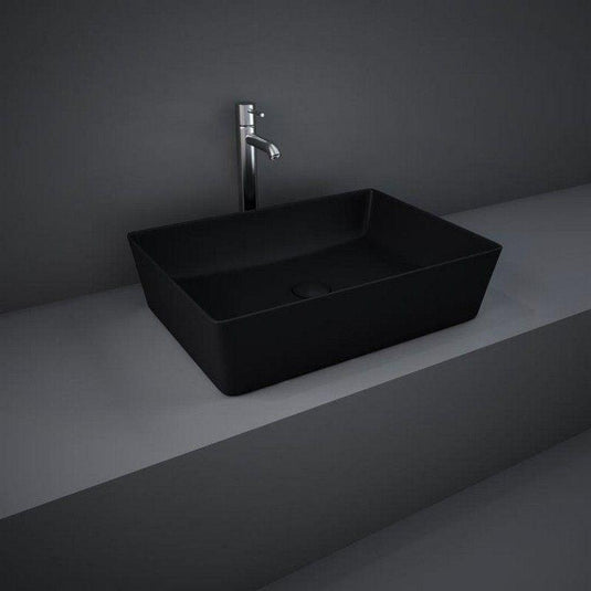RAK Ceramics Feeling 50cm Rectangular Slim Countertop Wash Basin - Matt Black - FEECT5000504A - Envy Bathrooms Ltd