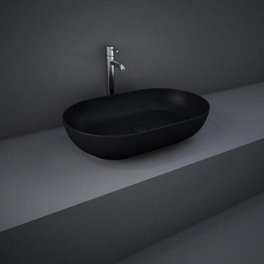 RAK Ceramics Feeling 55cm Oval Slim Countertop Wash Basin - Matt Black - FEECT5500504A - Envy Bathrooms Ltd