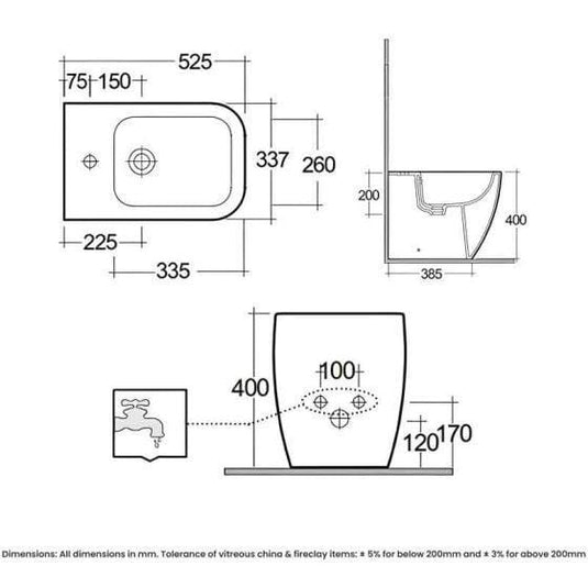 RAK Ceramics Feeling Back to Wall Bidet - Matt Grey - MP18503A - Envy Bathrooms Ltd