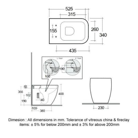 RAK Ceramics Feeling Rimless Back to Wall Toilet Pan - Matt Cappuccino - MP34514A - Envy Bathrooms Ltd