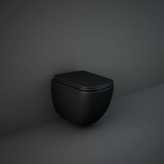 RAK Ceramics Feeling Rimless Wall Hung Pan - Matt Black - MP13504A - Envy Bathrooms Ltd