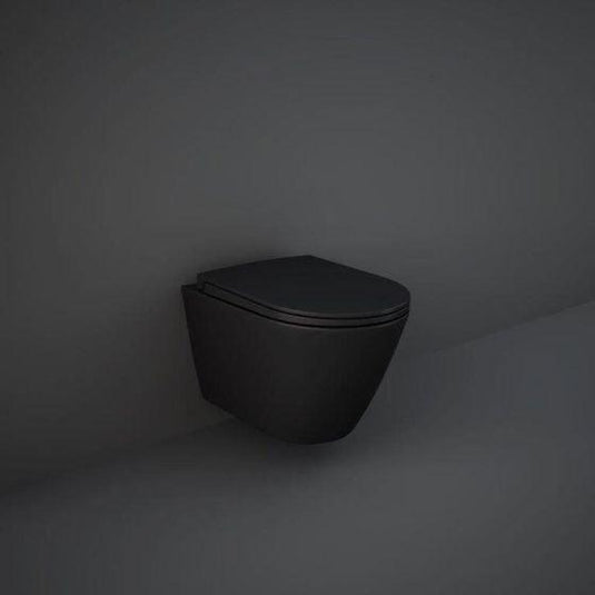 RAK Ceramics Feeling Rimless Wall Hung Pan - Matt Black - RST23504A - Envy Bathrooms Ltd