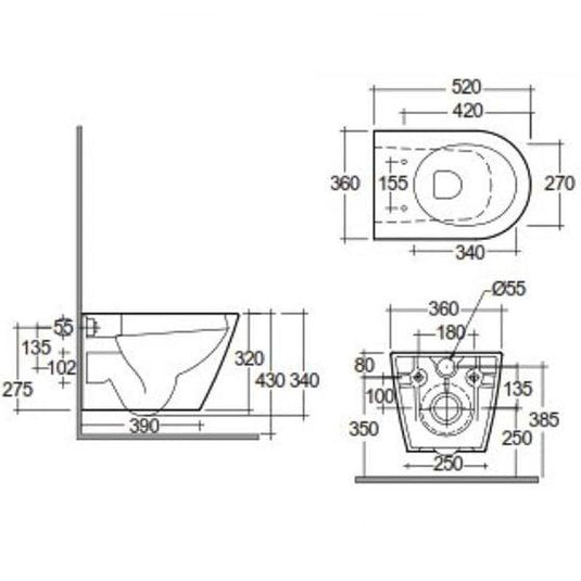 RAK Ceramics Feeling Rimless Wall Hung Pan - Matt Cappuccino - RST23514A - Envy Bathrooms Ltd