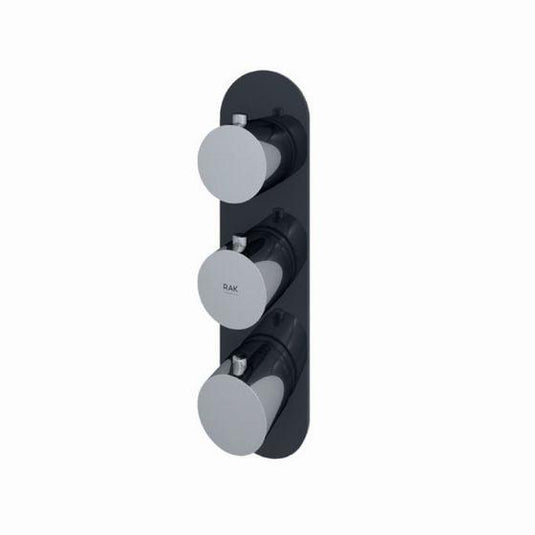 RAK Ceramics Feeling Round Shower Valve Dual Outlet Thermostatic - Black - RAKFSV2504R - Envy Bathrooms Ltd