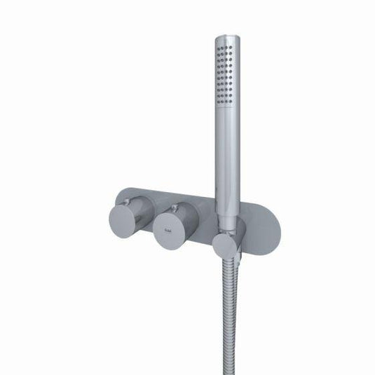 RAK Ceramics Feeling Round Shower Valve Horizontal Dual Outlet Thermostatic - Grey - RAKFSV2503RHS - Envy Bathrooms Ltd