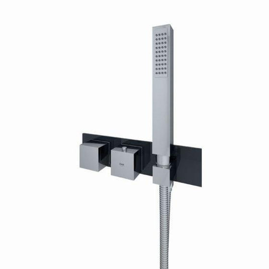 RAK Ceramics Feeling Square Shower Valve Horizontal Dual Outlet Thermostatic - Black - RAKFSV2504SHS - Envy Bathrooms Ltd