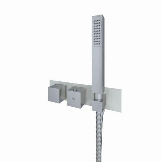 RAK Ceramics Feeling Square Shower Valve Horizontal Dual Outlet Thermostatic - Greige - RAKFSV2505SHS - Envy Bathrooms Ltd