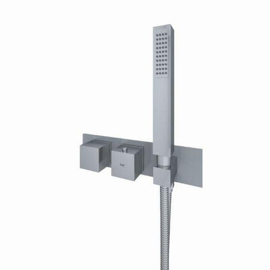 RAK Ceramics Feeling Square Shower Valve Horizontal Dual Outlet Thermostatic - Grey - RAKFSV2503SHS - Envy Bathrooms Ltd