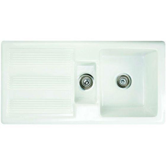 RAK Ceramics Gourmet Sink 1 - 1.5 Bowl Kitchen Sink with Reversible Drainer - OC175AWHA - Envy Bathrooms Ltd