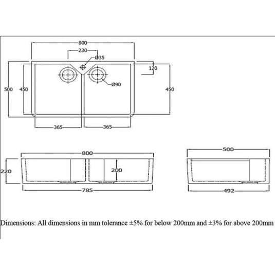 RAK Ceramics Gourmet Sink 10 - Double Bowl Kitchen Sink - OC124AWHA - Envy Bathrooms Ltd