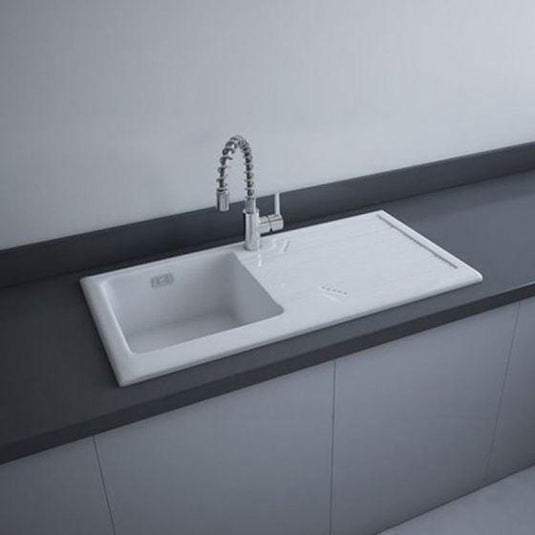 RAK Ceramics Gourmet Sink 4 - Single Bowl Kitchen Sink with Reversible Drainer - OC176AWHA - Envy Bathrooms Ltd